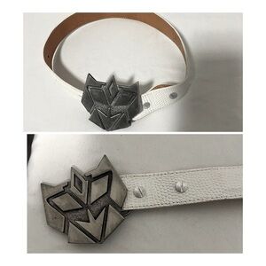 Cybertronian Kids White Belt With Buckle From Transformers 100% Genuine Leather